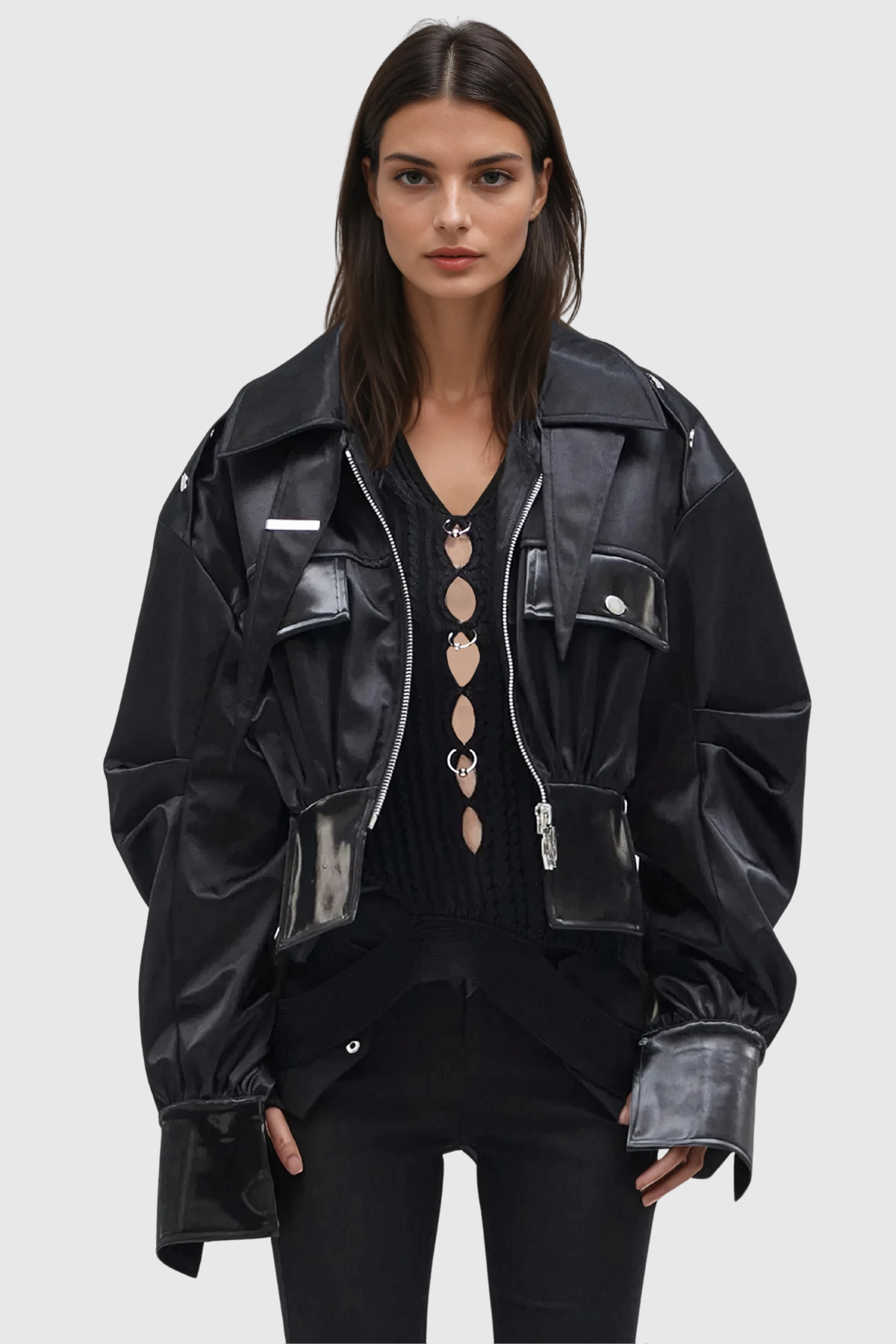 Altman Studded Lapel Short Leather Jacket