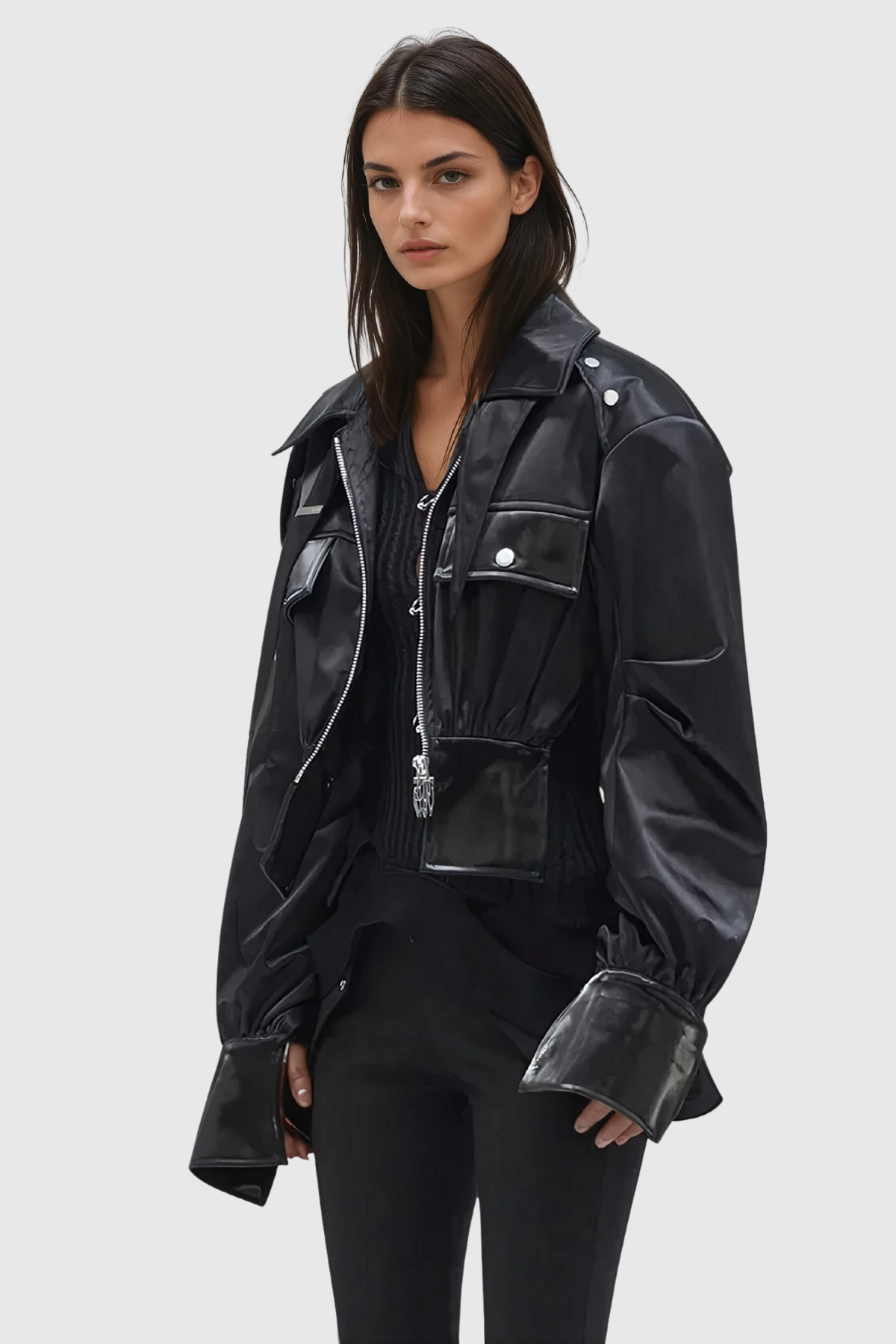 Altman Studded Lapel Short Leather Jacket