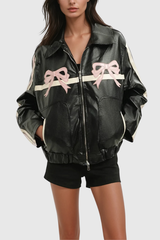 Alvah Bow Leather Jacket