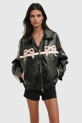 Alvah Bow Leather Jacket