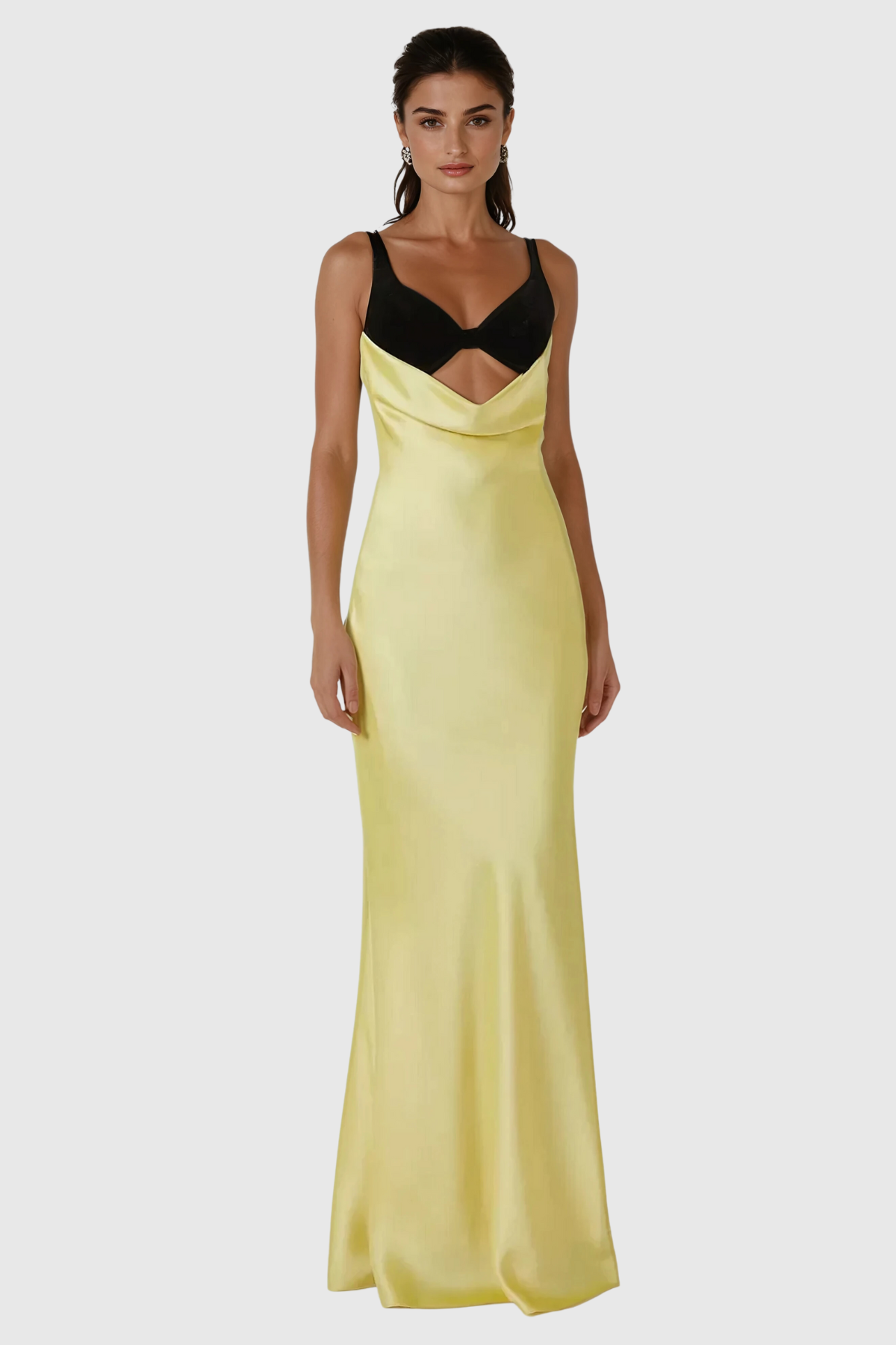 Alwyn Cutout Cowl Neck Satin Maxi Dress