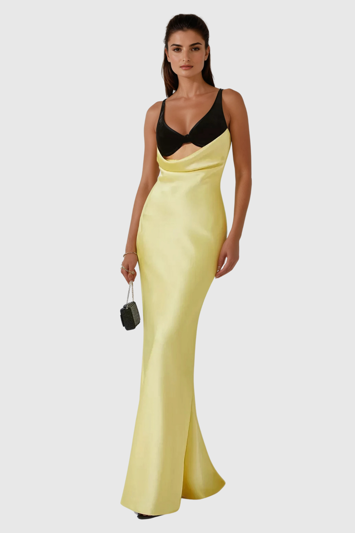 Alwyn Cutout Cowl Neck Satin Maxi Dress