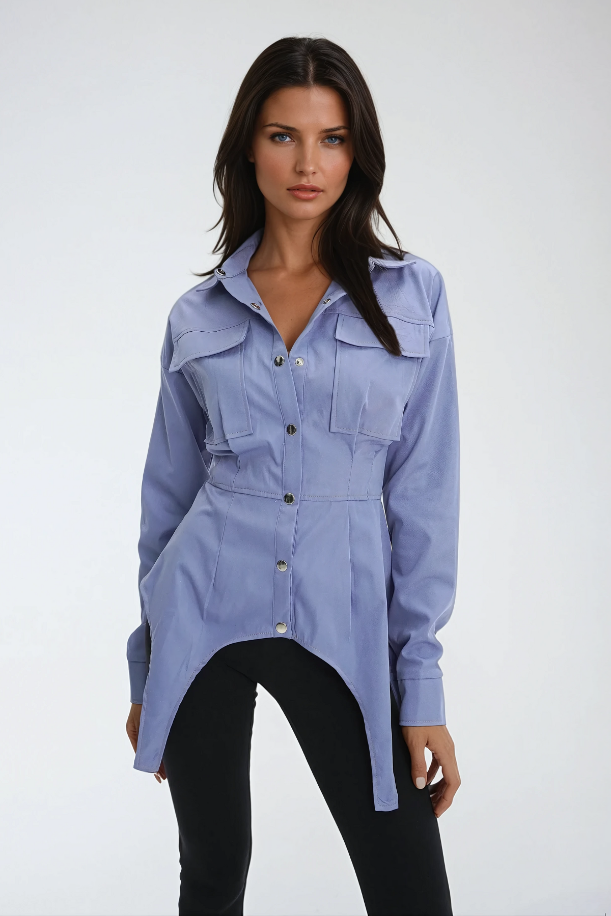 Alyssa Asymmetric Deconstruct Pocket Shirt