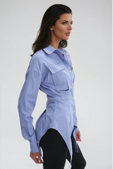 Alyssa Asymmetric Deconstruct Pocket Shirt