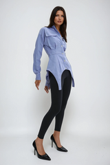 Alyssa Asymmetric Deconstruct Pocket Shirt