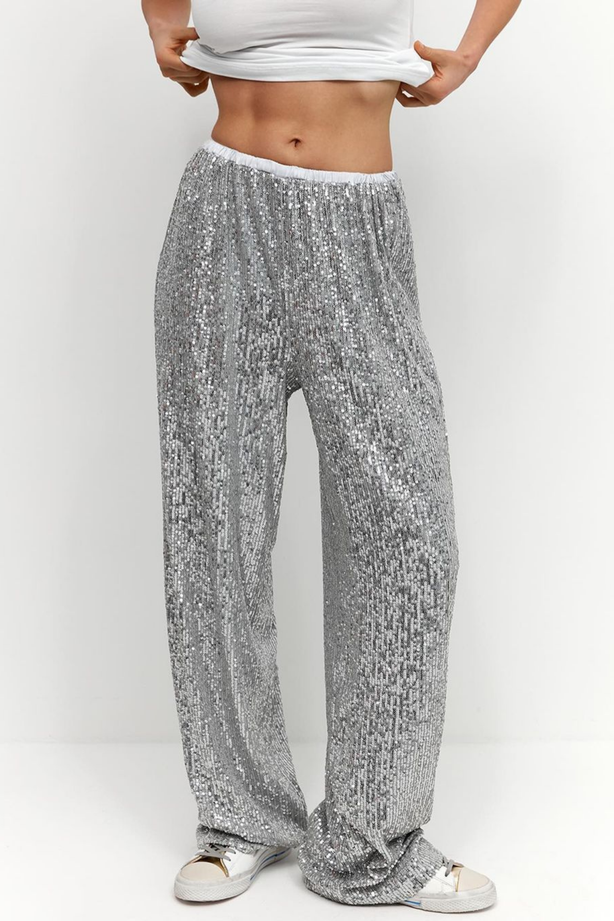 Amara – Silberne Paillettenhose