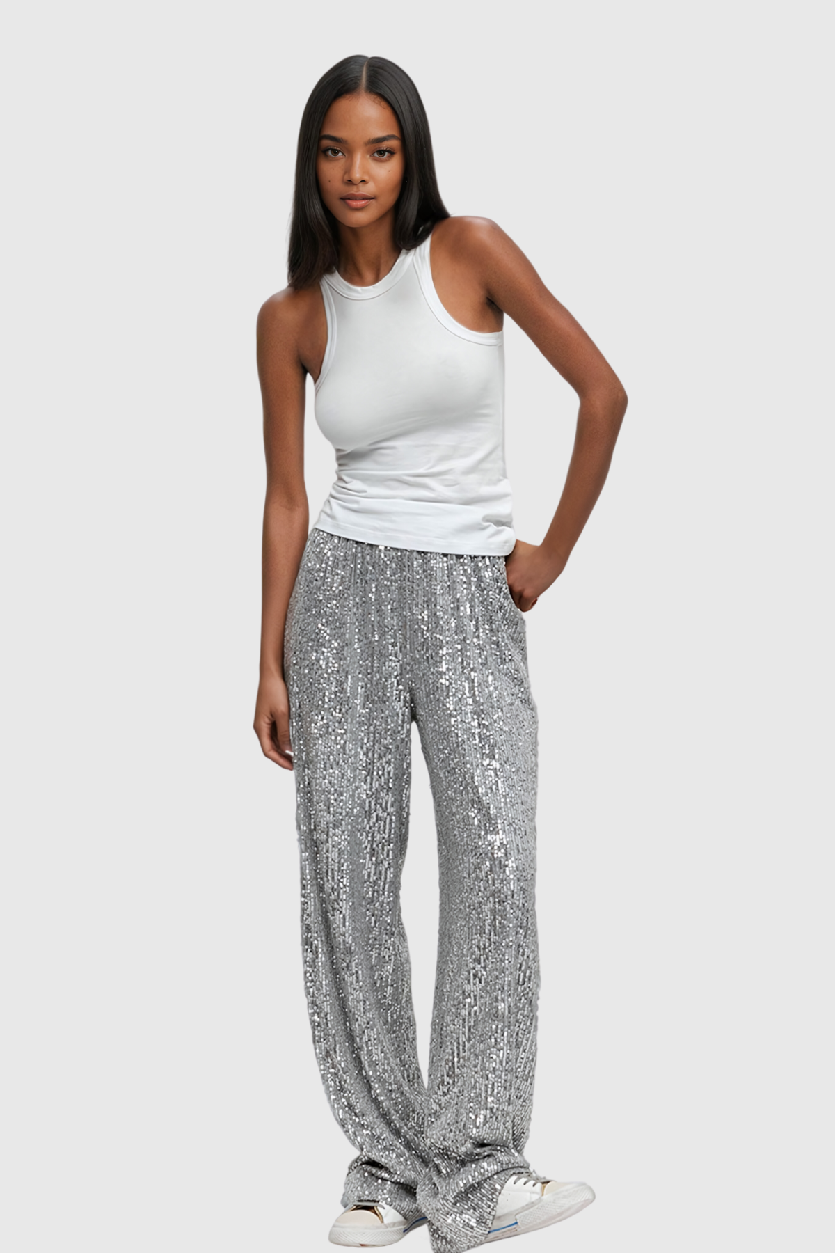 Amara – Silberne Paillettenhose