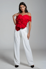 Amiri – Schulterfreies Oberteil mit Blumenmuster in Rot