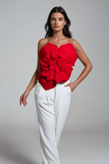 Amiri – Schulterfreies Oberteil mit Blumenmuster in Rot