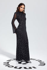 Andie Rhinestone Bodycon Long Sleeves Maxi Dress