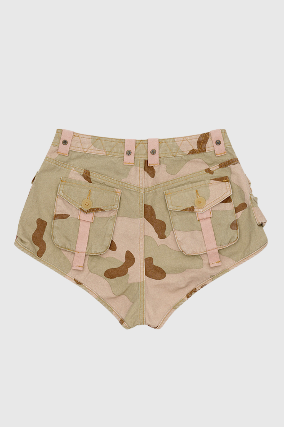 Angel Lace Up Camouflage Print Short Jeans