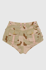 Angel Lace Up Camouflage Print Short Jeans