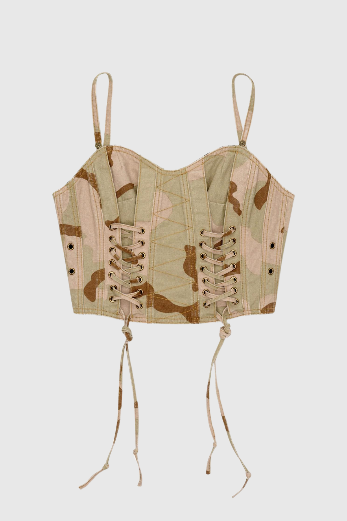 Angel Lace Up Camouflage Print Top