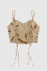 Angel Lace Up Camouflage Print Top