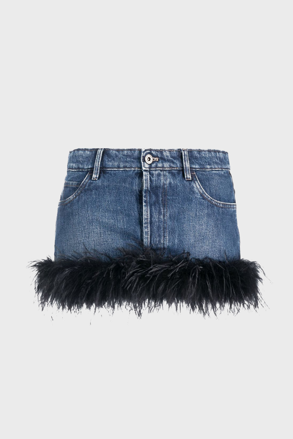 Arabella Feather Trim Denim Skirt