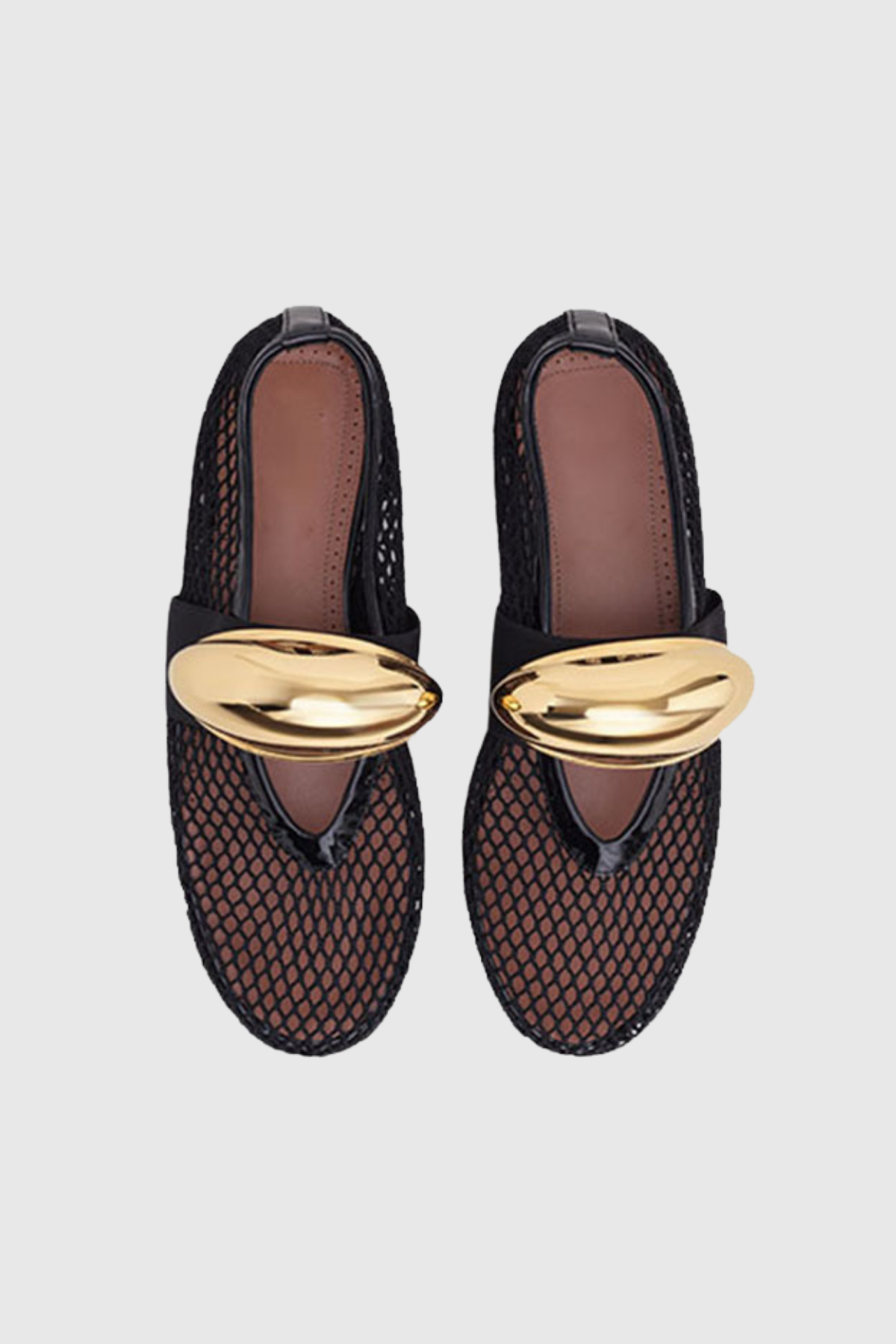 Aria – Flache Netz-Ballerinas mit Hohlschnalle