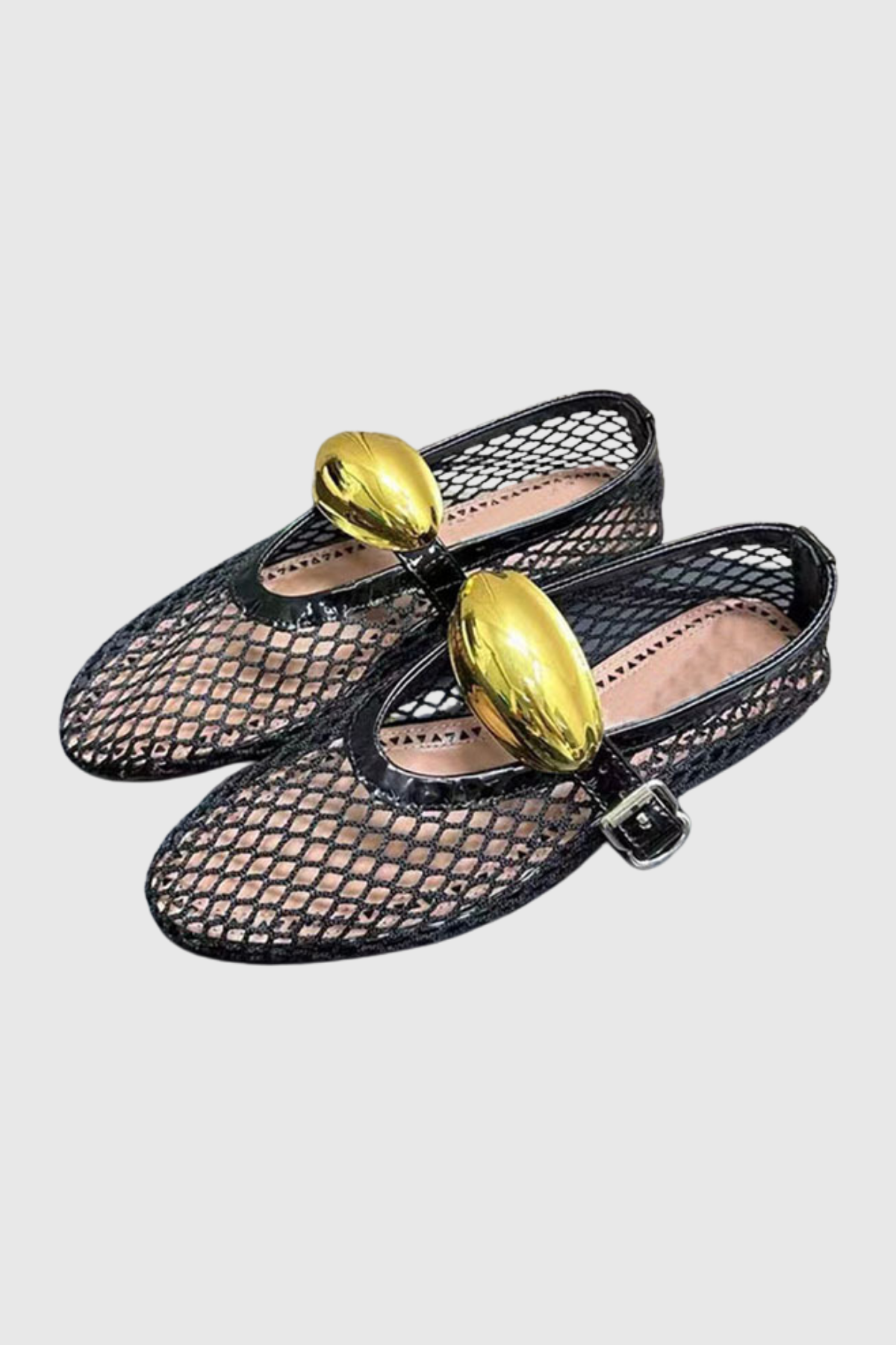 Aria – Flache Netz-Ballerinas mit Hohlschnalle