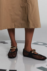 Aria – Flache Netz-Ballerinas mit Hohlschnalle
