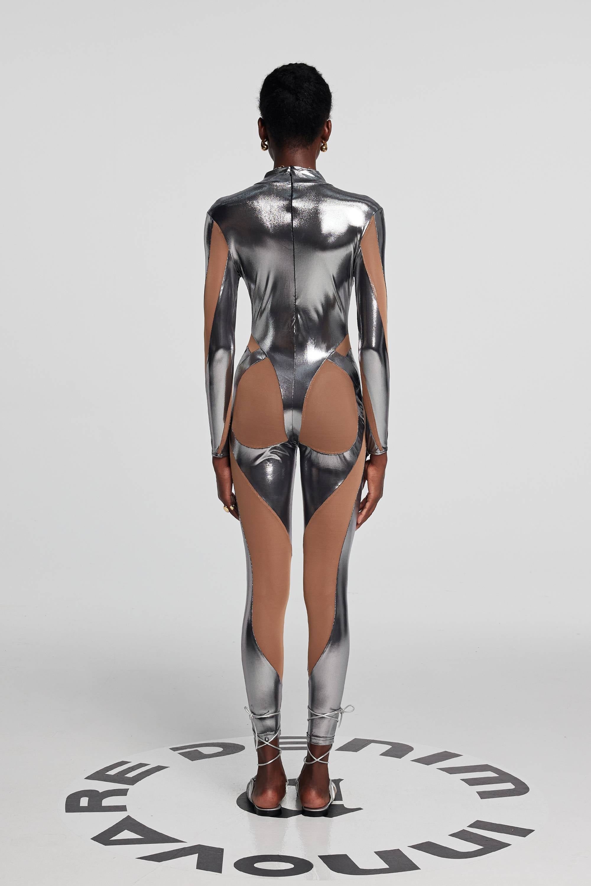 Ariana Paneled Metallic Jumpsuit