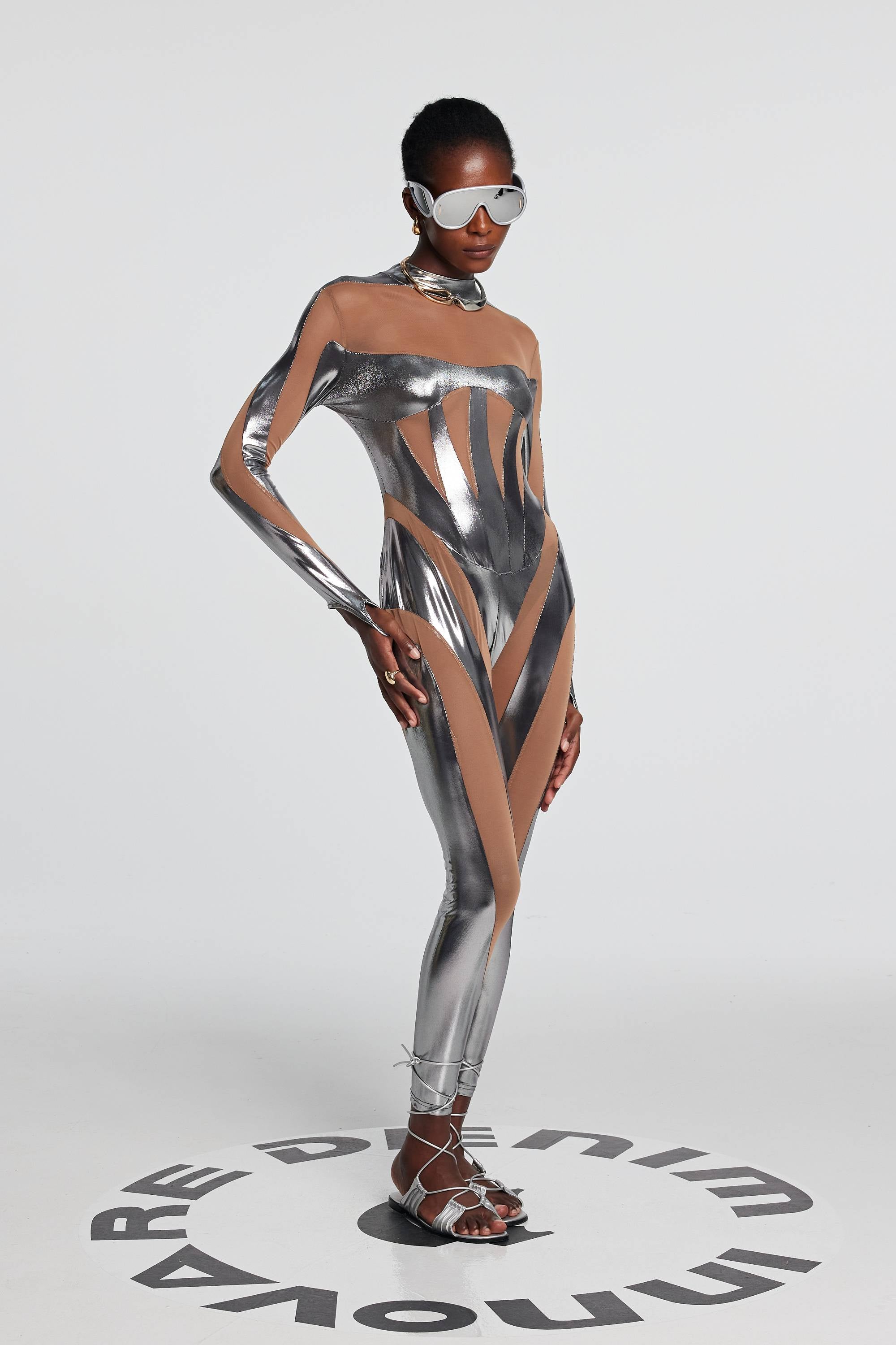 Ariana Paneled Metallic Jumpsuit