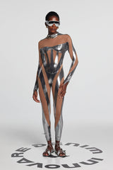 Ariana Paneled Metallic Jumpsuit