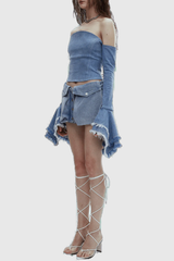 Ava Denim – schulterfreies, figurbetontes Oberteil