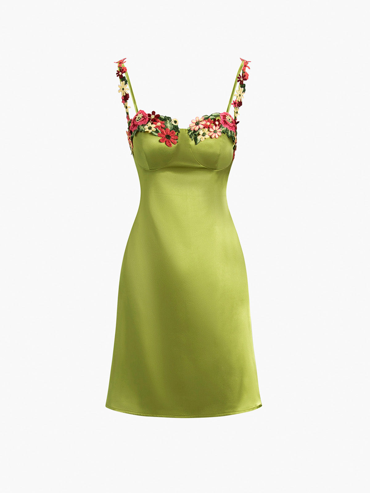 Kurzes Satinkleid mit Blumenmuster