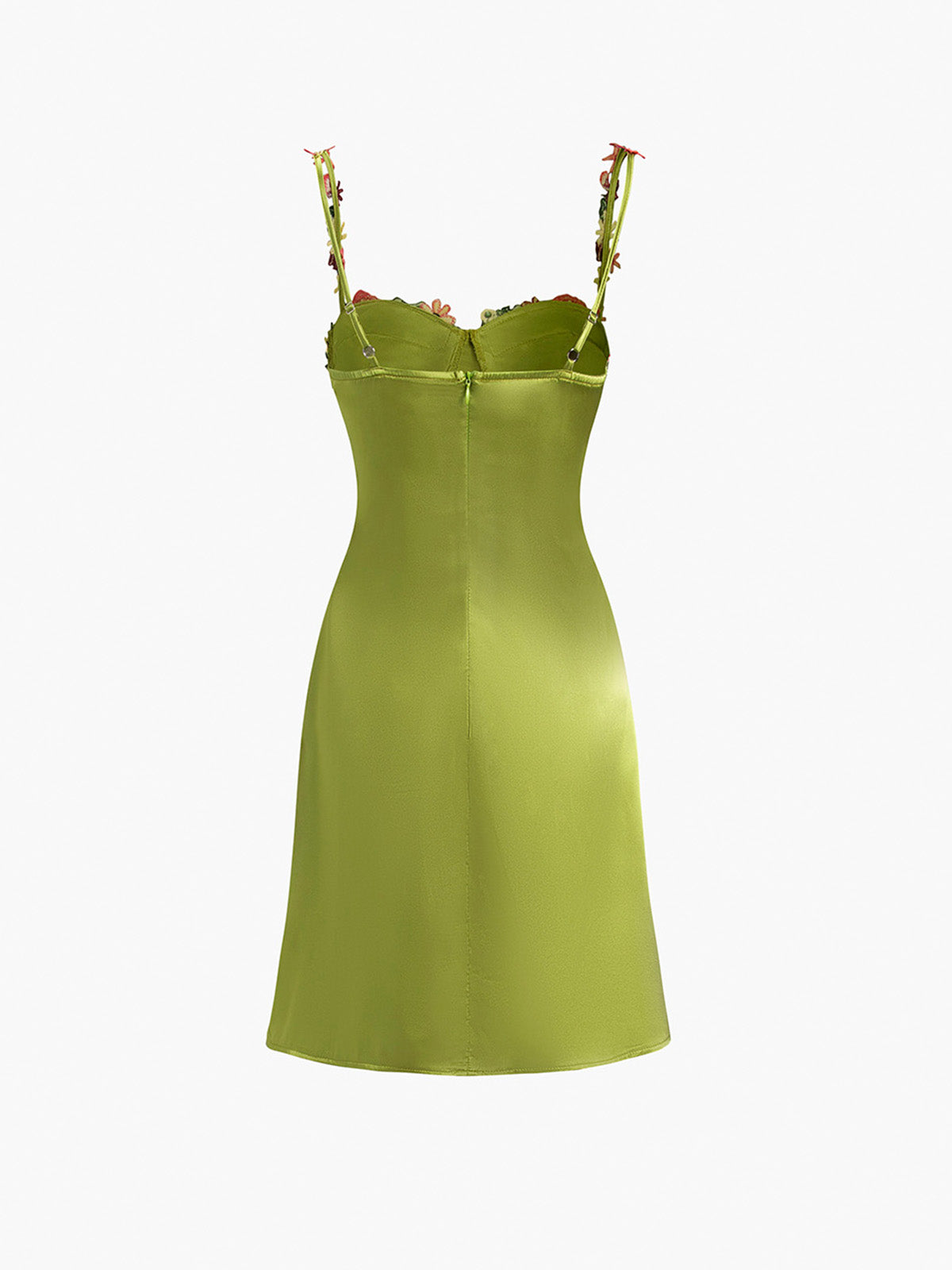 Kurzes Satinkleid mit Blumenmuster