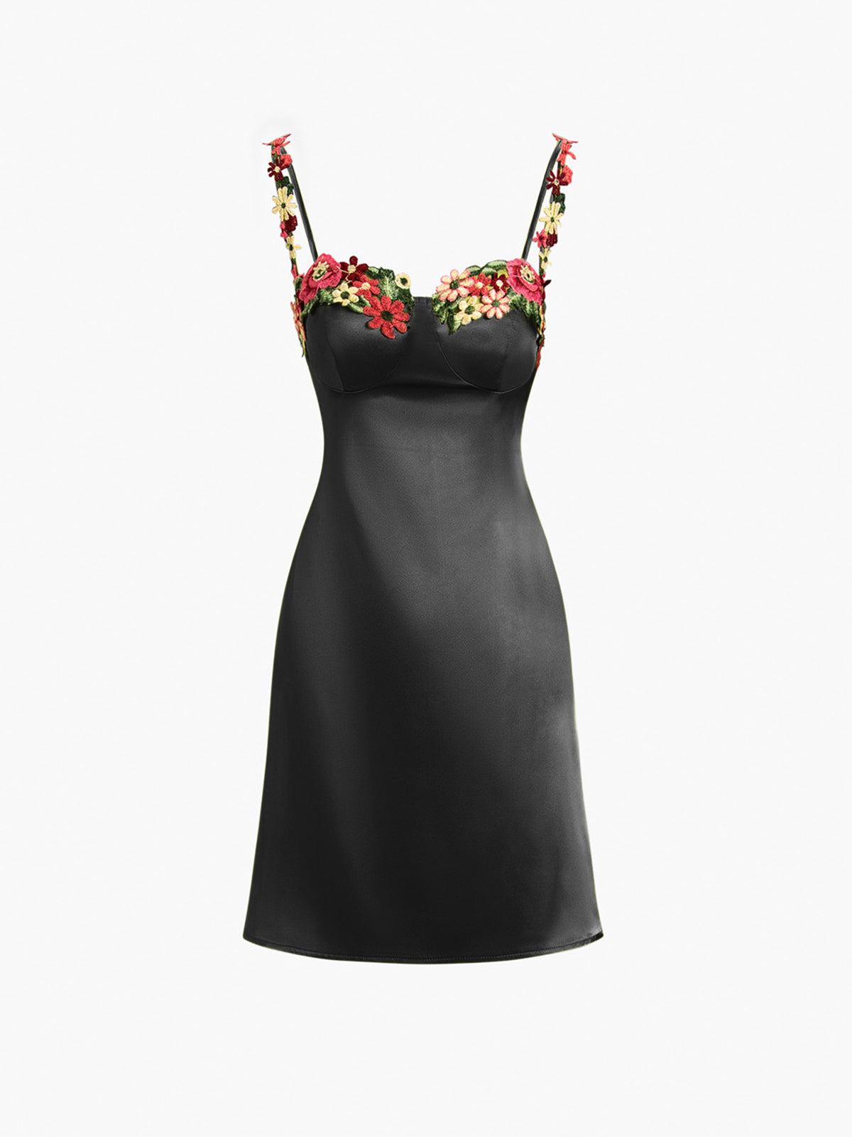 Kurzes Satinkleid mit Blumenmuster