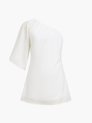 Ägäisches, einärmliges, kurzes Kleid aus Baumwollleinen