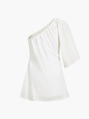 Ägäisches, einärmliges, kurzes Kleid aus Baumwollleinen
