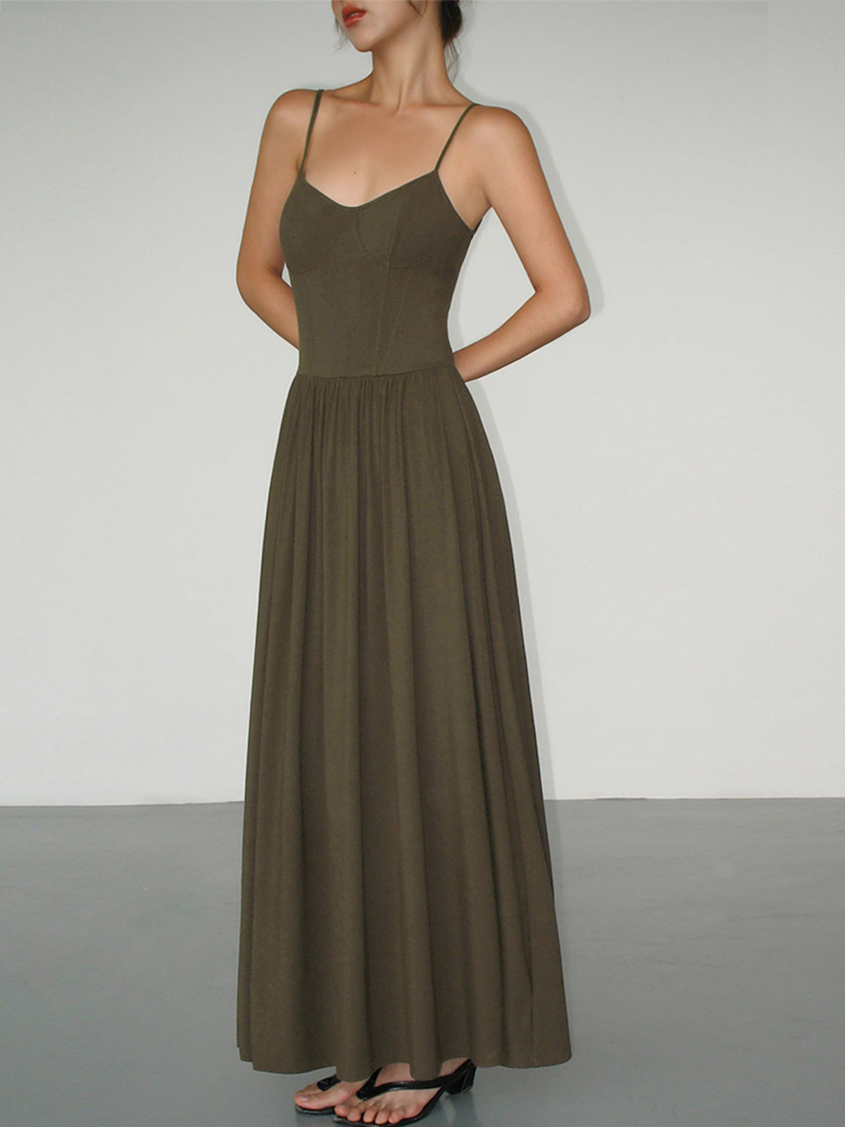 Bustier-Korsett mit offenem Rücken, langes Tank-Kleid