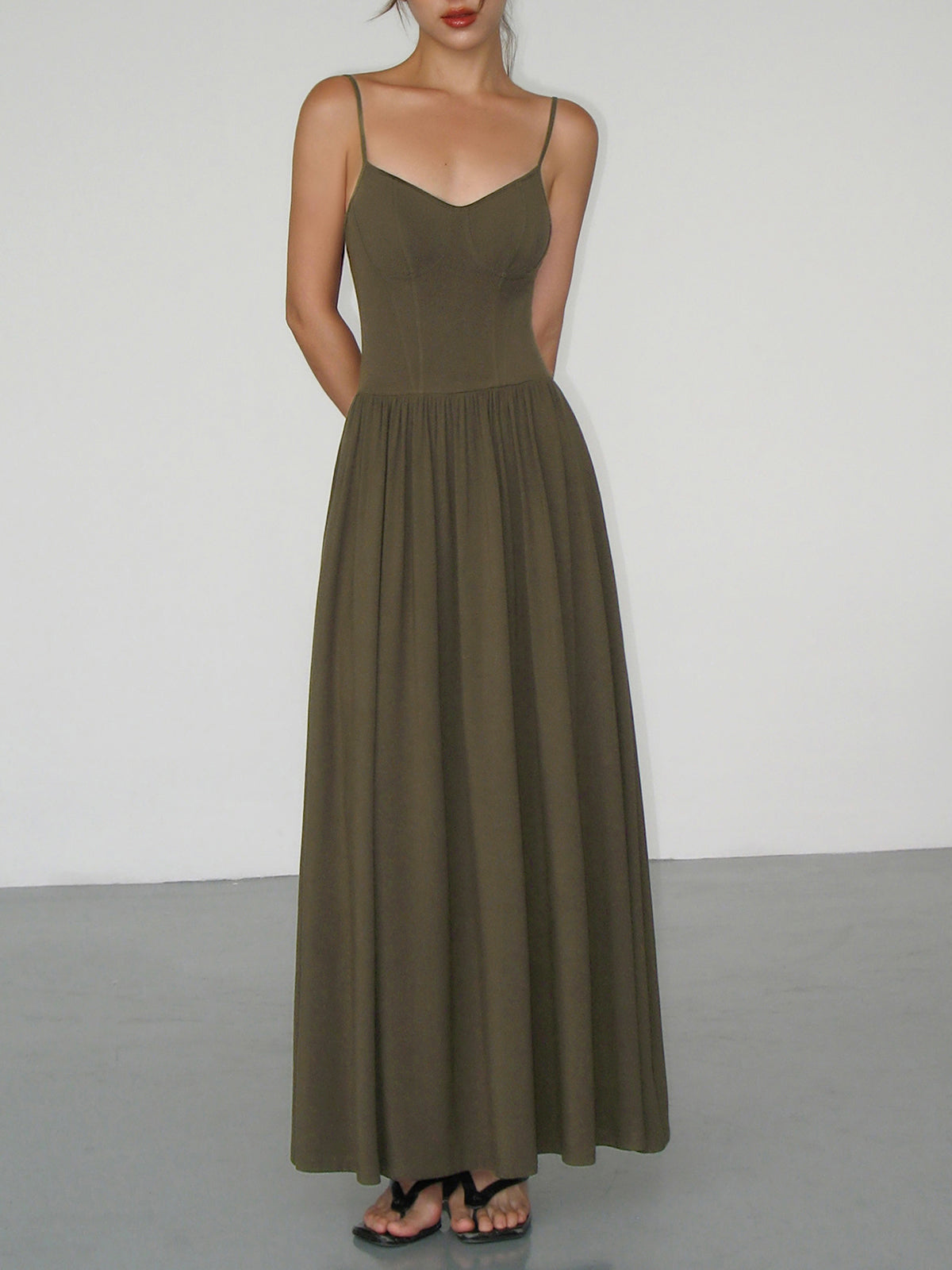 Bustier-Korsett mit offenem Rücken, langes Tank-Kleid