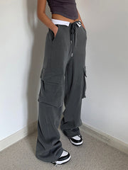 Contrast Waistband Cargo Sweatpants