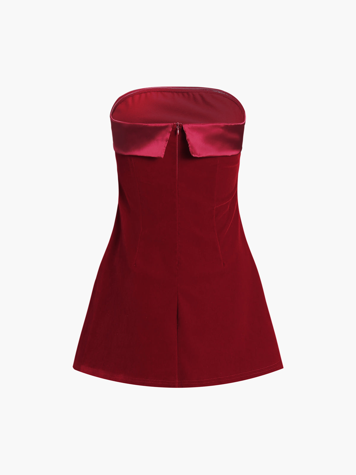 Trägerloses kurzes Kleid aus Satinsamt