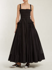 Gerafftes, plissiertes Camisole-Langkleid