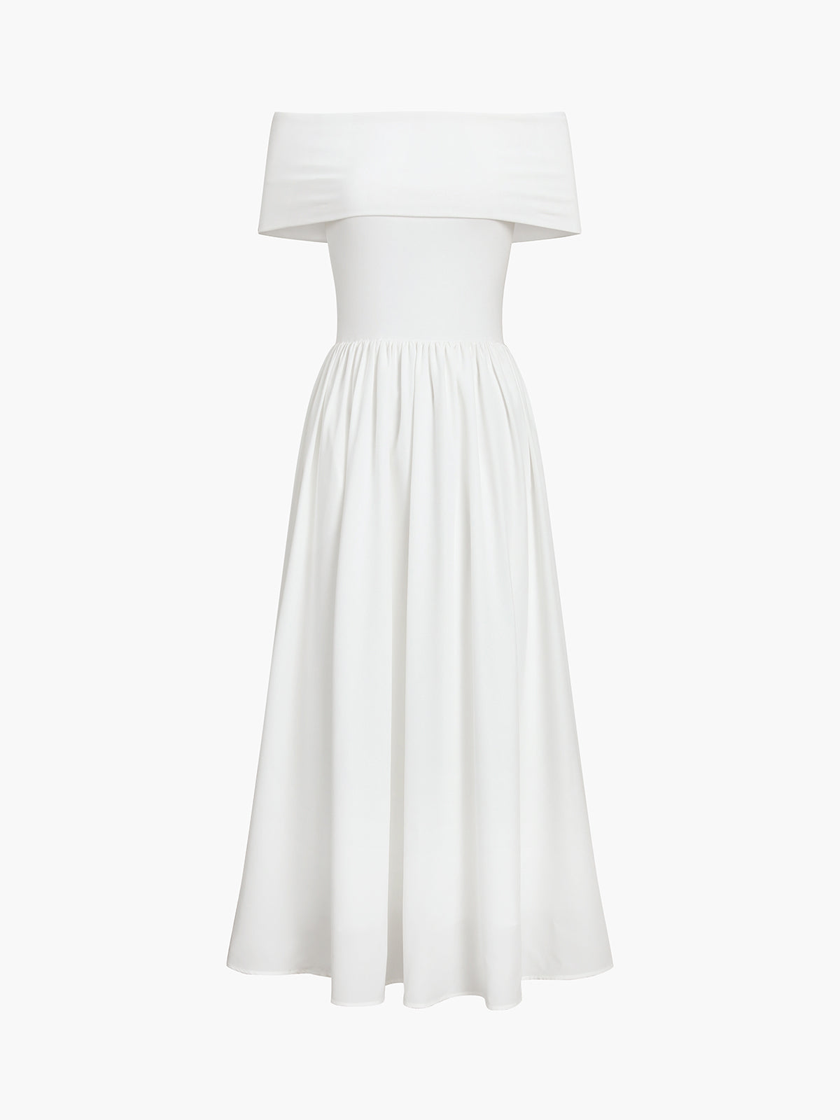 Frenchy – Langes, einfarbiges, schulterfreies Kleid