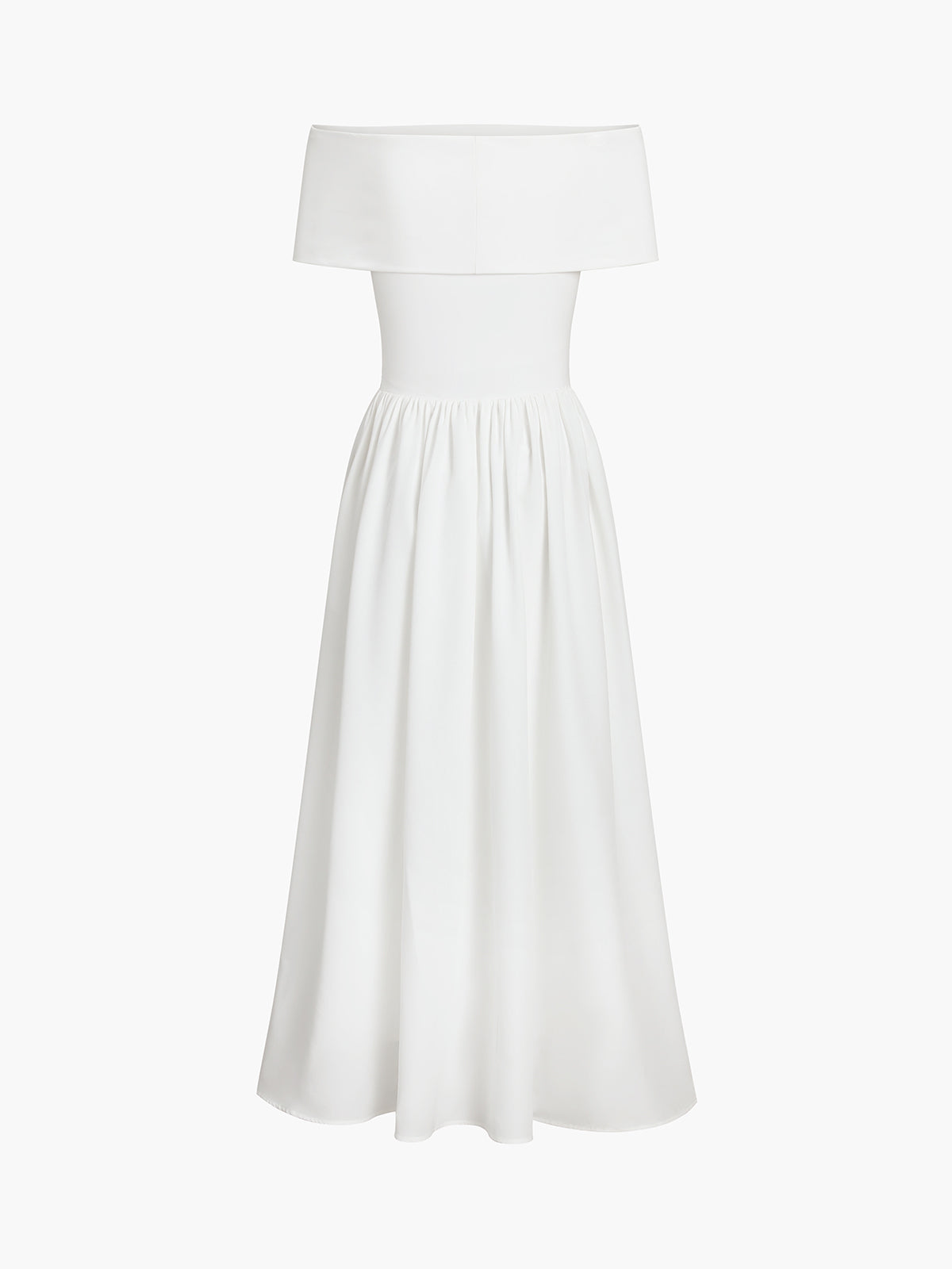 Frenchy – Langes, einfarbiges, schulterfreies Kleid
