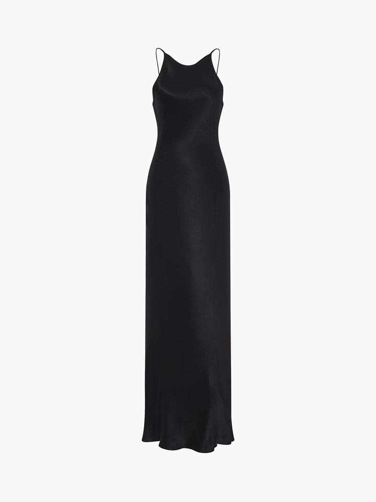 Einfarbiges, rückenfreies, langes Kleid