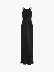 Einfarbiges, rückenfreies, langes Kleid