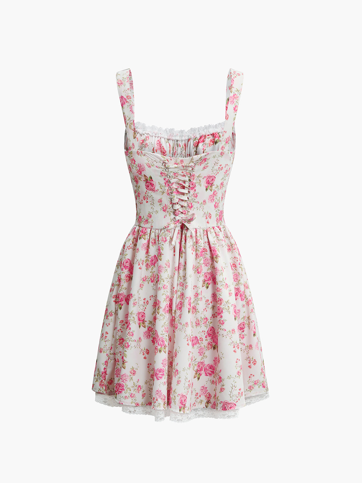 Kurzes Kleid mit Blumenmuster und Bindegürtel