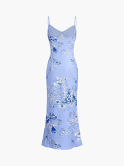 Langes Camisole-Kleid mit Blumenmuster