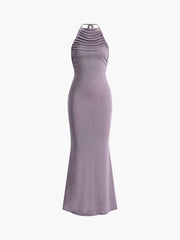 Einfarbiges, langes, schmales Kleid mit Knoten