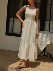 Gerafftes langes Camisole-Kleid mit Bindedetail