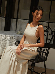 Gerafftes langes Camisole-Kleid mit Bindedetail