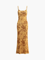 Langes Camisole-Kleid mit Blumenmuster