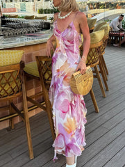 Serendipity – Camisole-Midikleid mit Schlitz und Blumenmuster und Rüschenbesatz