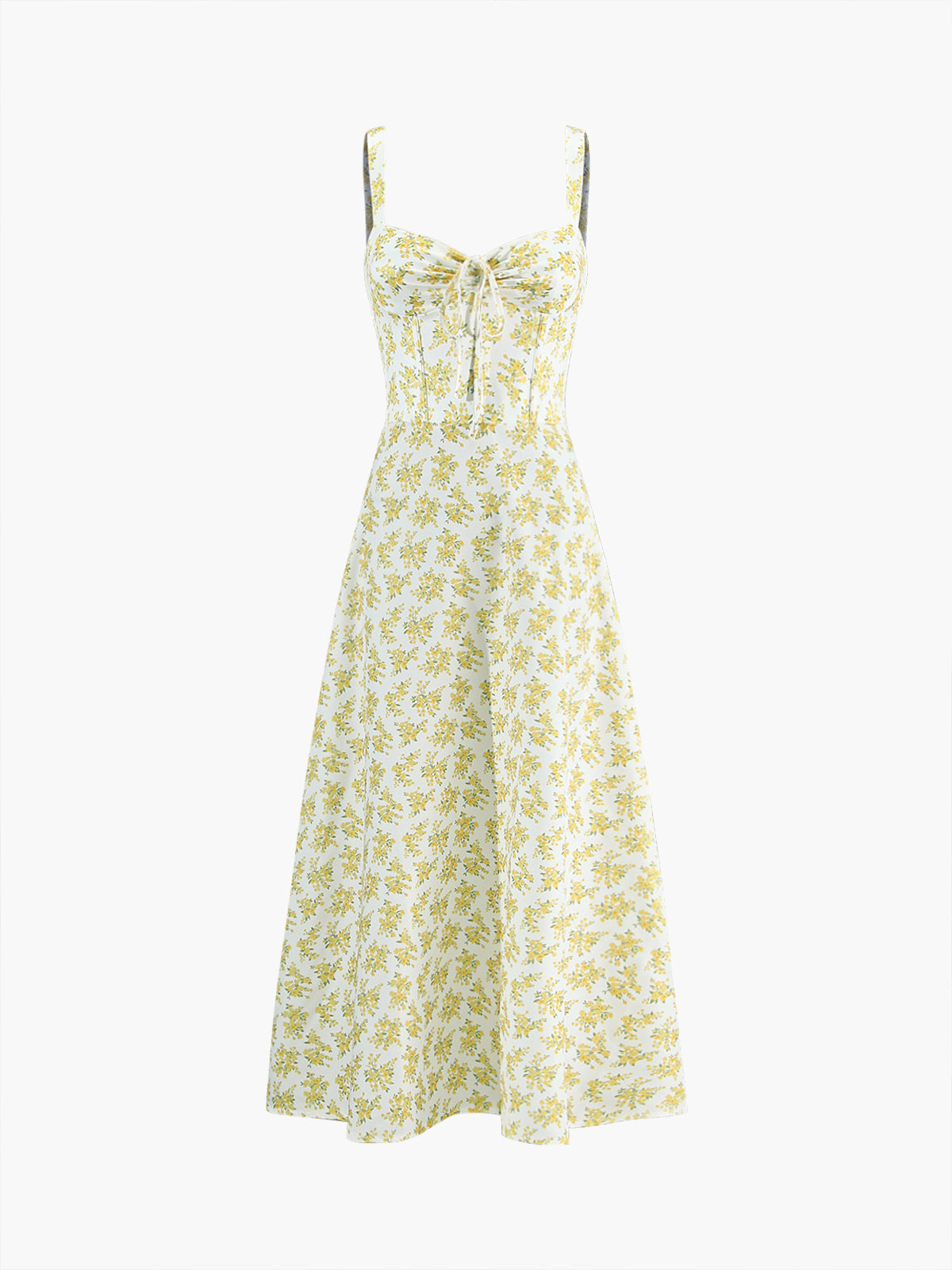 Langes Camisole-Kleid mit Blumenmuster und Knoten