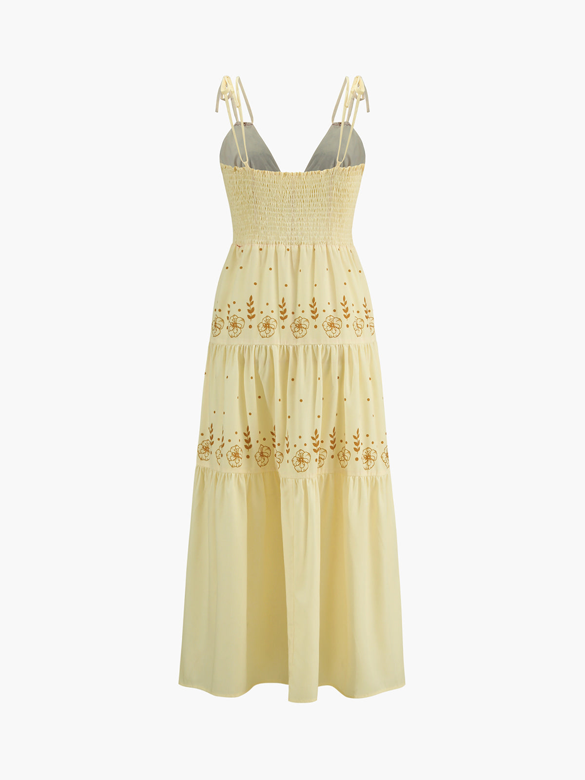Langes Kleid mit Blumenmuster, V-Ausschnitt und Camisole-Knoten