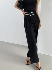 Contrast Binding Relaxed Casual Pants